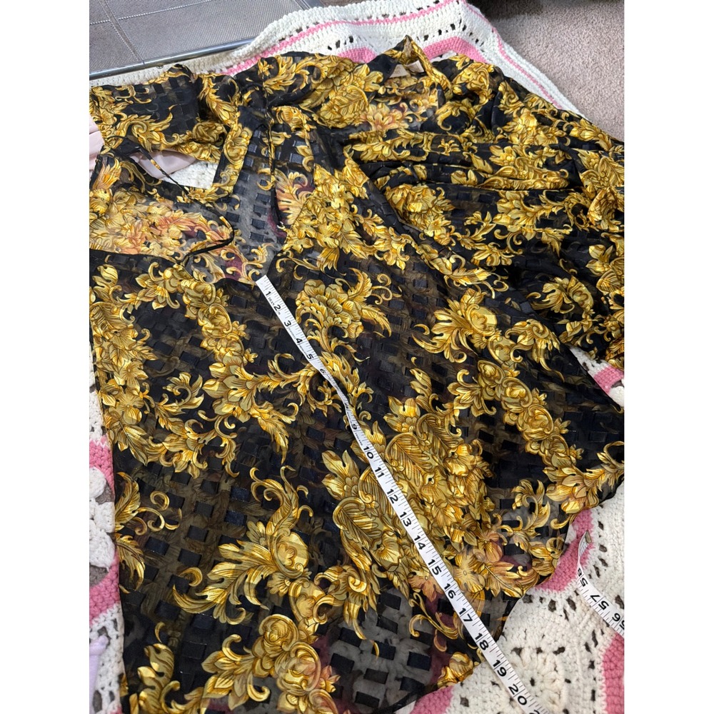 Victoria's Secret Baroque Mesh Robe Slip Set | Gold Black | Vintage Lingerie - Picture 6 of 7